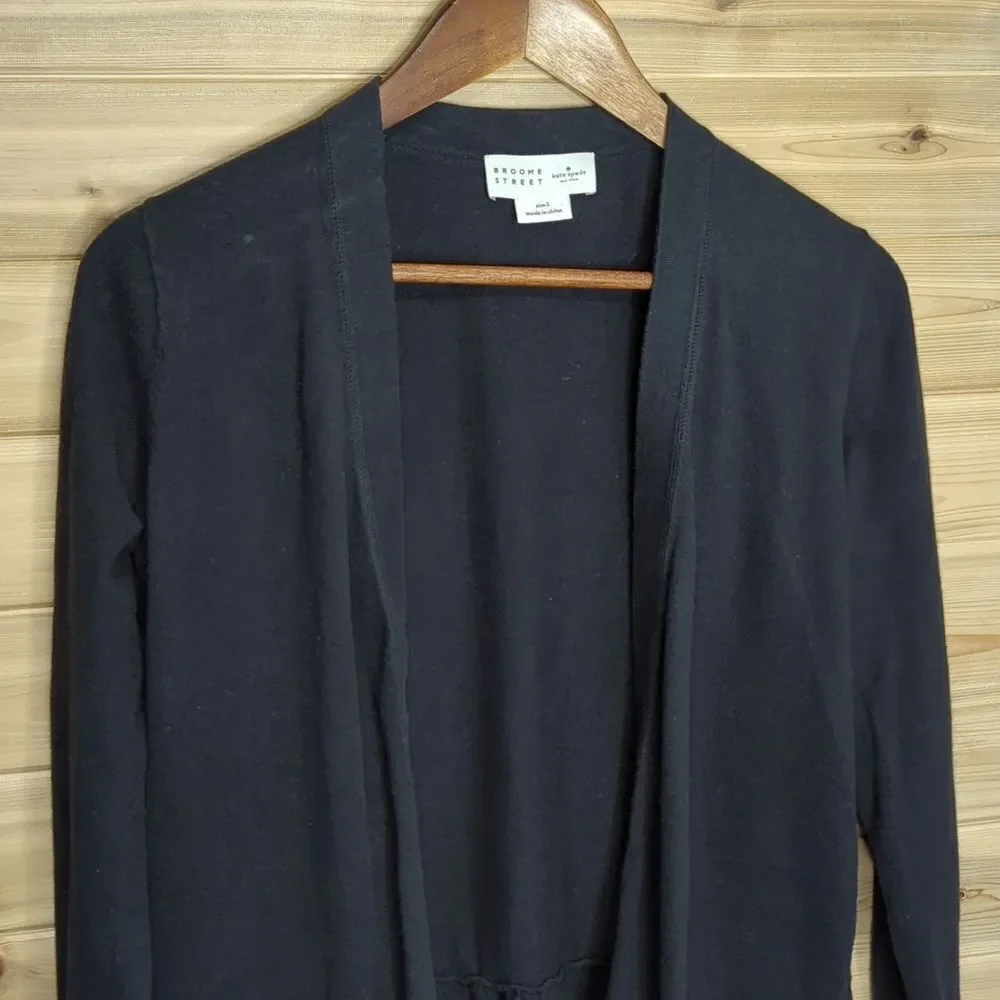 Kate Spade Sweater Womens Small Black‎ Open Front Cardigan